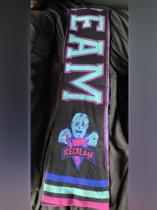 Billionaire Boys Club ICECREAM Scarf Black Purple Blue Streetwear Rare DEADSTOCK - Picture 2 of 2